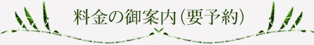 料金の御案内(要予約)